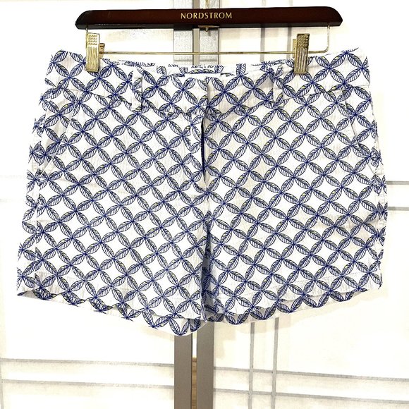 VINEYARD VINES Blue & Yellow Textured Cotton Print Shorts - Size 6 - Picture 1 of 3